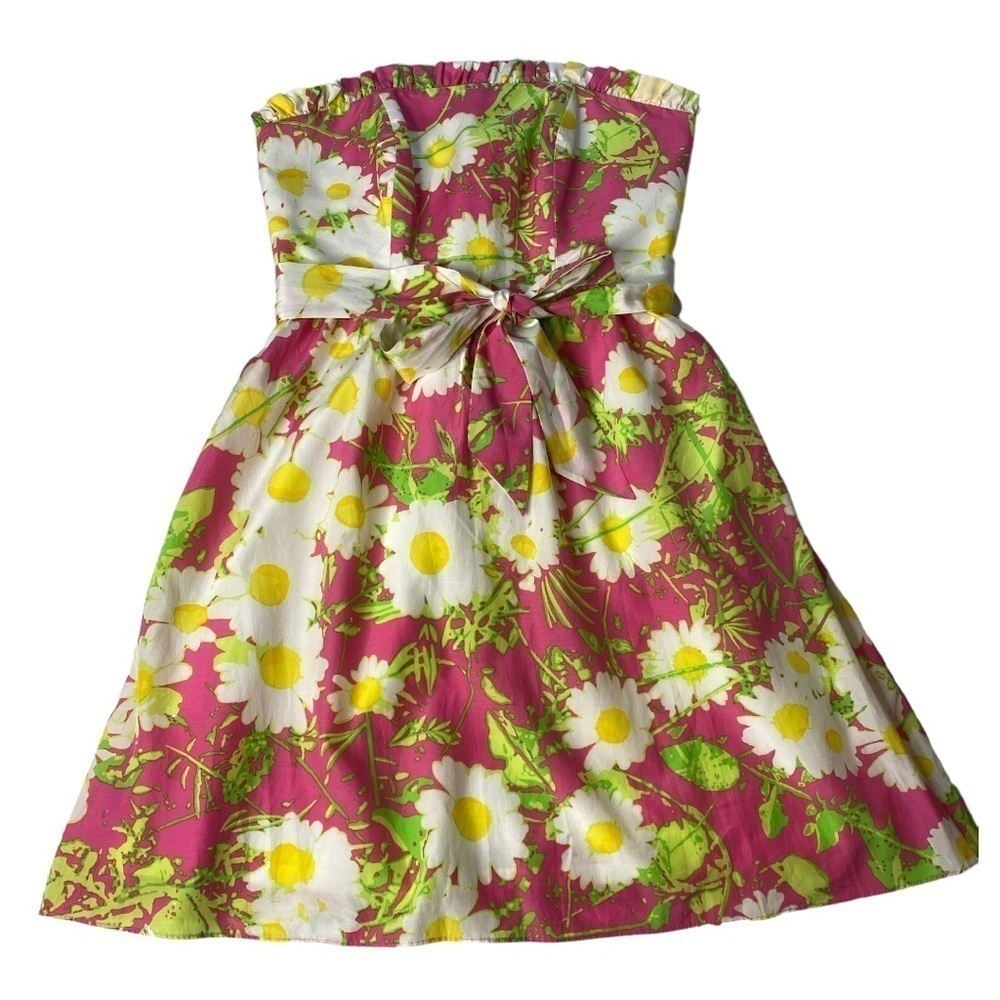 Lilly Pulitzer Hotty Pink Floral Strapless Dress 0